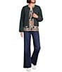 Nurture Petite Woven 3/4 Sleeve Y-Neck Button Front Top - Image 3