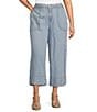 Nurture Plus Size Crop Palazzo Pants, Color:Light Medium Blue - Image 1