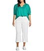 Nurture Plus Size Elbow Sleeve V-Neck Top, Color:Ocean Floor - Image 3