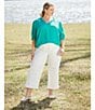 Nurture Plus Size Elbow Sleeve V-Neck Top, Color:Ocean Floor - Image 5