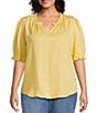 Nurture Plus Size Elbow Sleeve V-Neck Top, Color:First Rays - Image 1