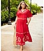 Nurture Plus Size Flutter Sleeve Maxi Dress, Color:Winter Berry - Image 4