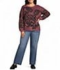 Nurture Plus Size Long Sleeve Crew Neck Maroon Paisley Sweater - Image 5