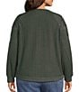 Nurture Plus Size Mixed Media Crew Neck Long Sleeve Top, Color:Sage - Image 2