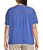 Nurture Plus Size Short Sleeve V-Neck Blouse, Color:Cornflower - Image 2