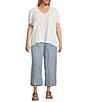 Nurture Plus Size Short Sleeve V-Neck Blouse, Color:White Sand - Image 3