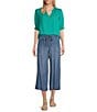 Nurture Pull-On Wide Leg Crop Pants, Color:Medium Blue - Image 3