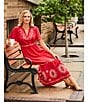 Nurture Short Flutter Sleeve V-Neck A-Line Maxi Dress, Color:Winter Berry - Image 4