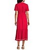 Nurture Short Flutter Sleeve V-Neck A-Line Maxi Dress, Color:Winter Berry - Image 2