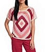 Nurture Short Sleeve Crochet Pullover Top - Image 1