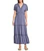 Nurture Short Sleeve V-Neck Maxi Dress, Color:Blue Jean - Image 1