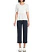 Nurture Slub Stretch Denim High Rise Cropped Straight Leg Pants - Image 3