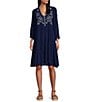 Nurture V-Neck 3/4 Sleeve Tier Dress, Color:Starry Night - Image 1