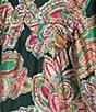 Nurture Woven 3/4 Sleeve Y-Neck Paisley Print Button Front Top - Image 4