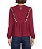 Nurture Woven Bracelet Sleeve Crew Neck Ruffle Top - Image 2