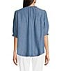 Nurture Woven Short Sleeve Ruffle V-Neck Top, Color:Blue - Image 3