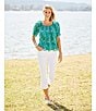 Nurture Woven Square Neck Puff Short Sleeve Top, Color:Ocean Floor - Image 5