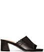 Color:Black - Image 2 - Alanah Leather Toe Loop Block Heel Sandals