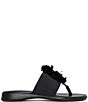 Color:Black - Image 2 - Asira Elastic Raffia Flower Thong Sandals