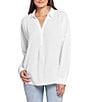 NYDJ Becky Collared Y-Neck Dolman Sleeve Georgette Blouse, Color:Optic White - Image 1