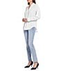 NYDJ Becky Collared Y-Neck Dolman Sleeve Georgette Blouse, Color:Optic White - Image 3