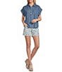 NYDJ Berkyn Denim Print HIgh Rise Relaxed Fit Shorts - Image 3