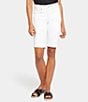 NYDJ Briella Rolled-Cuff Mid Rise Stretch Denim Bermuda Shorts, Color:Optic White - Image 1