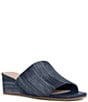 Color:Dark Blue - Image 1 - Claudine Denim Wedge Slide Sandals