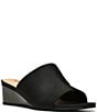 Color:Black - Image 1 - Claudine Denim Wedge Slide Sandals