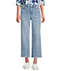 NYDJ Coco Stretch Denim Wide Leg Frayed Hem Cropped Jeans - Image 1
