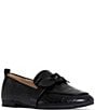 Color:Black - Image 1 - Douglas Crocodile Embossed Leather Bow Loafers