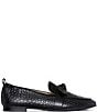 Color:Black - Image 2 - Douglas Crocodile Embossed Leather Bow Loafers