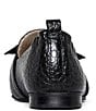 Color:Black - Image 3 - Douglas Crocodile Embossed Leather Bow Loafers