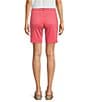 NYDJ Ella Crepe Valley Print Slim Fit Mid Rise Slit Hem Stretch Denim Shorts, Color:Spice Coral - Image 2