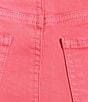NYDJ Ella Crepe Valley Print Slim Fit Mid Rise Slit Hem Stretch Denim Shorts, Color:Spice Coral - Image 4