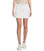 Color:Optic White - Image 1 - Frankie Mid Rise Wide Waist Stretch Denim Shorts