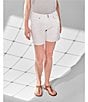 Color:Optic White - Image 5 - Frankie Mid Rise Wide Waist Stretch Denim Shorts