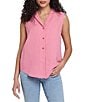 NYDJ Gabrielle Woven Notch Lapel Collar Sleeveless Button Down Blouse - Image 1