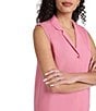 NYDJ Gabrielle Woven Notch Lapel Collar Sleeveless Button Down Blouse - Image 3