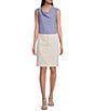 Color:Beach Cruise - Image 3 - Hollywood High Waisted 4-Pocket Style Pencil Striped Denim Skirt
