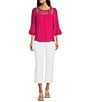 NYDJ Joni High Rise Straight Leg Relaxed Fit Cropped Stretch Denim Jeans, Color:Optic White - Image 3