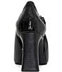 Color:Black - Image 3 - Larlie Leather Crocodile Accent Patent Dress Sandals