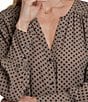 NYDJ Liliana Dot Print Split V-Neck Long Sleeve Button Front Peasant Blouse, Color:Capucine Dots - Image 4