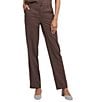 NYDJ Marilyn Stretch Linen Blend Straight Leg Pants, Color:Coffee Bean - Image 1