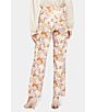 Color:Sunset - Image 2 - Marilyn Stretch Linen Blend Straight Leg Floral Print Pants