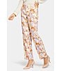Color:Sunset - Image 4 - Marilyn Stretch Linen Blend Straight Leg Floral Print Pants