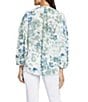 NYDJ Paulina Print Peasant Split V Neckline Woven Button Front Blouse, Color:Cape Malea - Image 2