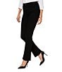 NYDJ Petite Size Marilyn Straight Leg Rigid Waist High Rise Jeans, Color:Black - Image 3
