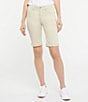 Color:Feather - Image 1 - Petite Size Briella Rolled-Cuff Denim Shorts