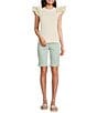 NYDJ Petite Size Briella Rolled-Cuff Denim Shorts, Color:Tomatillo - Image 3